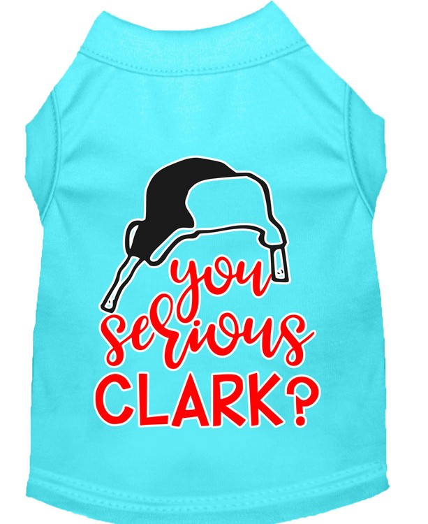 You Serious Clark? Screen Print Dog Shirt Aqua XL